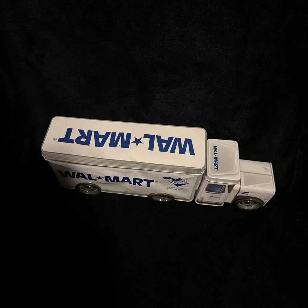 Vintage 2005 Walmart Sam’s Club Metal Semi Truck Tin Containers Wheels Roll